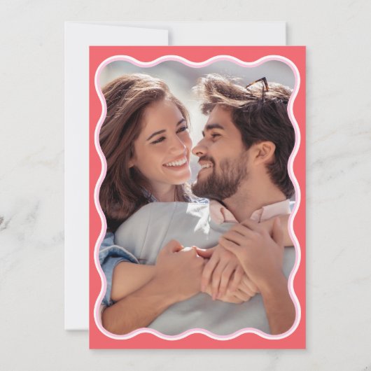 Wavy Pink Red結婚の写真 招待状 (裏面)