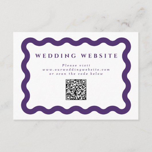 Wavy Purpleの結婚WebサイトQRコード エンクロージャーカード (正面)