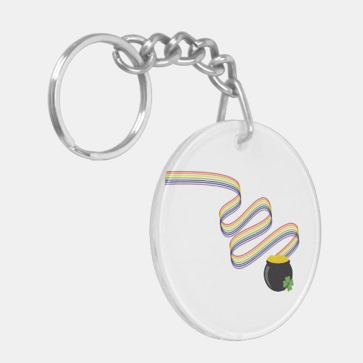 Wavy Rainbow Stripes Leading to Pot of Gold キーホルダー (正面左)