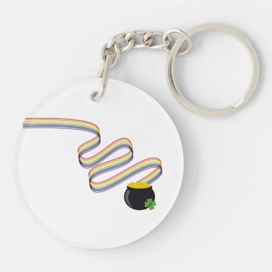 Wavy Rainbow Stripes Leading to Pot of Gold キーホルダー (裏面)