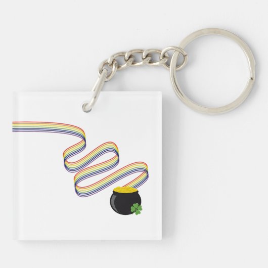 Wavy Rainbow Stripes Leading to Pot of Gold キーホルダー (裏面)