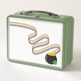Wavy Rainbow Stripes Leading to Pot of Gold メタルランチボックス