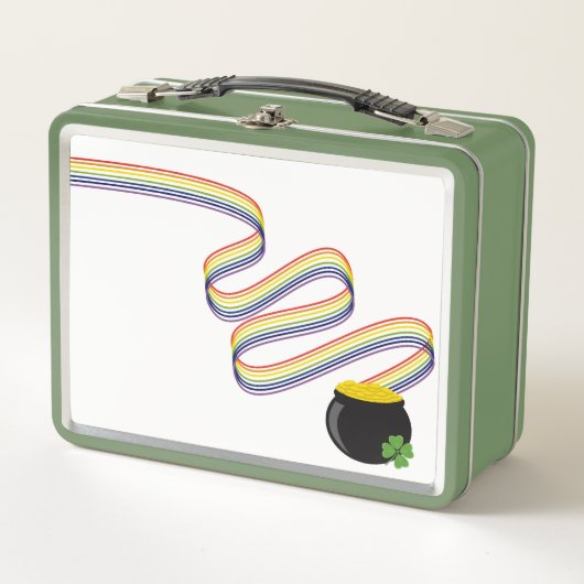 Wavy Rainbow Stripes Leading to Pot of Gold メタルランチボックス (正面)