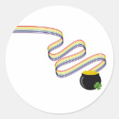 Wavy Rainbow Stripes Leading to Pot of Gold ラウンドシール (正面)