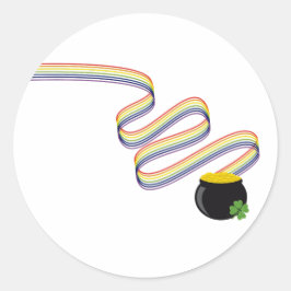 Wavy Rainbow Stripes Leading to Pot of Gold ラウンドシール
