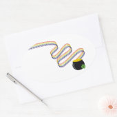 Wavy Rainbow Stripes Leading to Pot of Gold 楕円形シール (封筒)