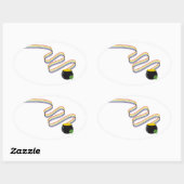 Wavy Rainbow Stripes Leading to Pot of Gold 楕円形シール (シート)