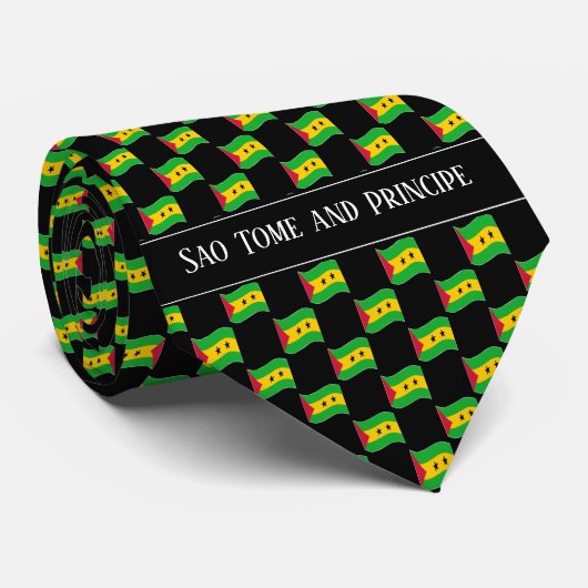 Wavy Sao Tome and Principe Flag Pattern  ネクタイ (ロール)