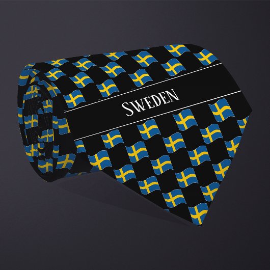 Wavy Sweden Flag Pattern ネクタイ