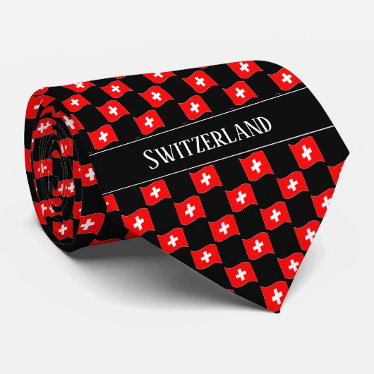 Wavy Switzerland Flag Pattern  ネクタイ (ロール)