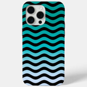 Wavy Turquoise Stripes iPhone 15 Pro Maxケース