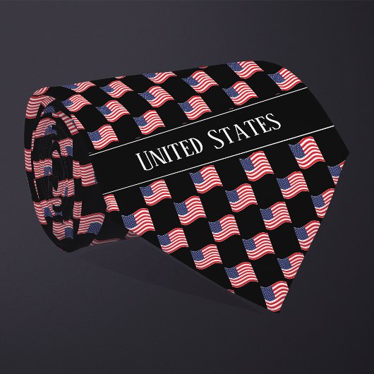 Wavy United States Flag Pattern ネクタイ