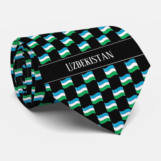 Wavy Uzbekistan Flag Pattern  ネクタイ (ロール)