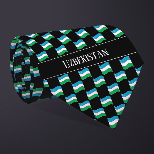 Wavy Uzbekistan Flag Pattern  ネクタイ