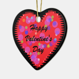 Wavy Valentine's Dayハートとサークルセラミックホーン セラミックオーナメント