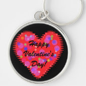 Wavy Valentine's Dayハートと円キーチェーン キーホルダー (正面)