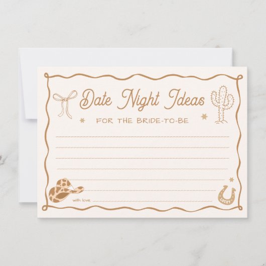 Wavy Western Bridal Shower Date Night Ideas Card 招待状 (正面)