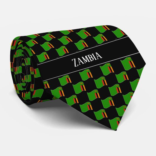 Wavy Zambia Flag Pattern  ネクタイ (ロール)