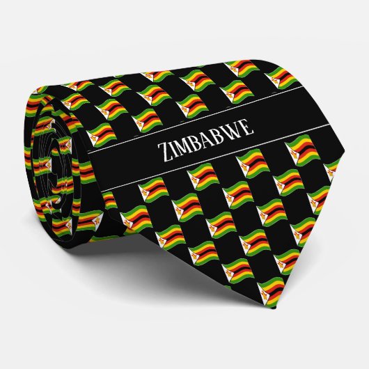 Wavy Zimbabwe Flag Pattern  ネクタイ (ロール)