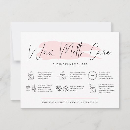 Wax Meltsカード気にの安全に関する指示フェミニン サンキューカード (正面)