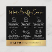 Wax Melts Safety Guideブラック&金ゴールドロゴカード スクエア名刺 (正面)