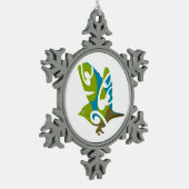 Waxeye – タウホウ、ニュージーランド産の鳥 スノーフレークピューターオーナメント (左)