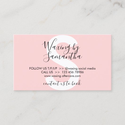 Waxingアフターケア12のアドバイス指示 名刺 (正面)