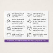 Waxingパープルアフターケアカードヘア除去 (裏面)