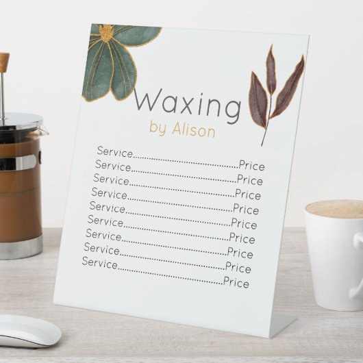 Waxing技術者/エステティシャンマルーンティール（緑がかった色）金ゴールド 台座サイン (インサイチュ)