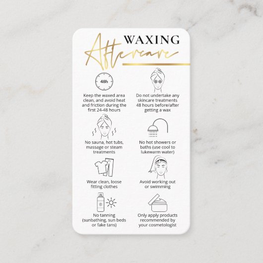 Waxing After 気に Guide白と金ゴールド美しいバー 名刺 (正面)