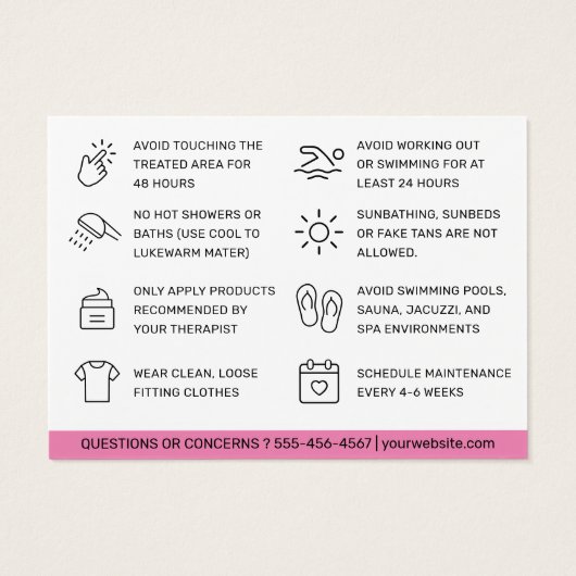 Waxing Aftercare Card脱毛の手順 (裏面)