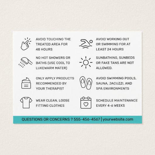 Waxing Aftercare Card脱毛の手順 (裏面)