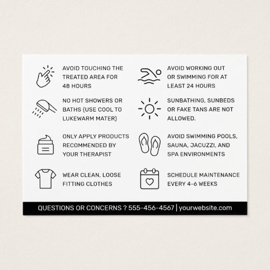 Waxing Aftercare Card脱毛の手順 (裏面)