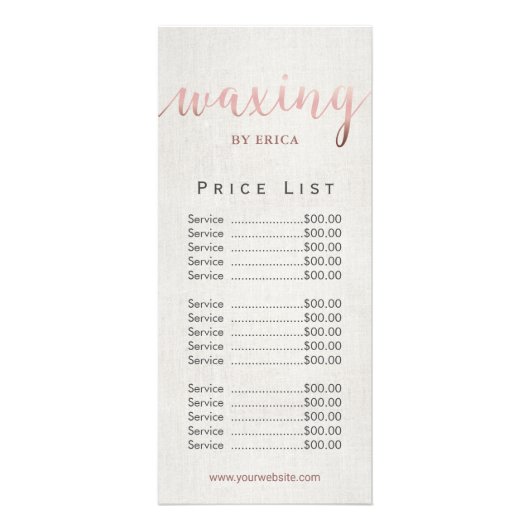 Waxing & Threading Manicureペディキュア価格表 ラックカード (正面)