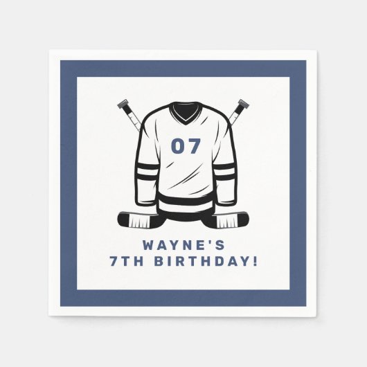 WAYNEホッケープレイヤースポーツをテーマにした少年誕生日 スタンダードカクテルナプキン (正面)