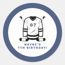 WAYNEホッケープレイヤースポーツをテーマにした少年誕生日 ラウンドシール