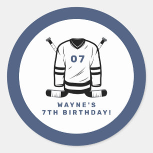 WAYNEホッケープレイヤースポーツをテーマにした少年誕生日 ラウンドシール