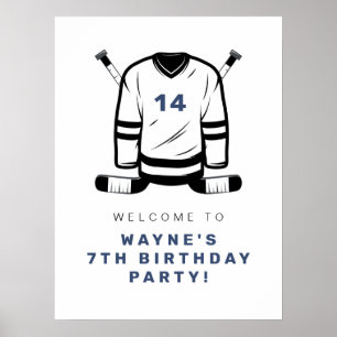 WAYNEホッケープレーヤースポーツSボーイ誕生日へようこそ ポスター