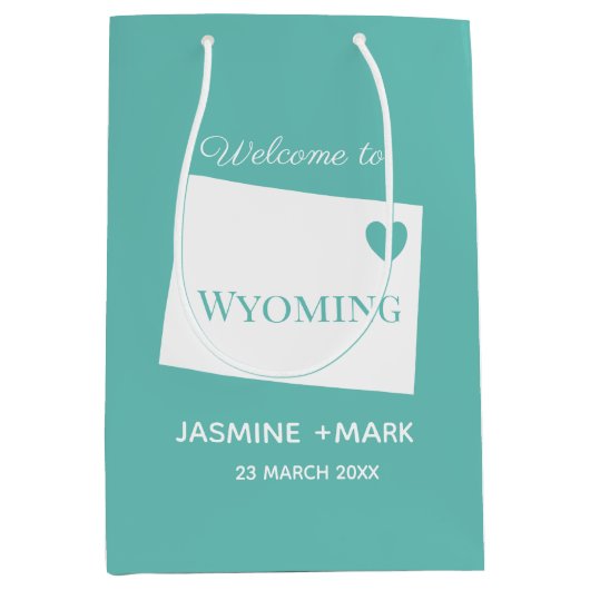 Wayomingの個人用設定の結婚へようこそ ミディアムペーパーバッグ (正面)