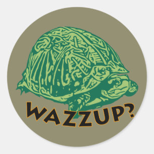Wazup - クラシック丸ステッカー、光沢 ラウンドシール