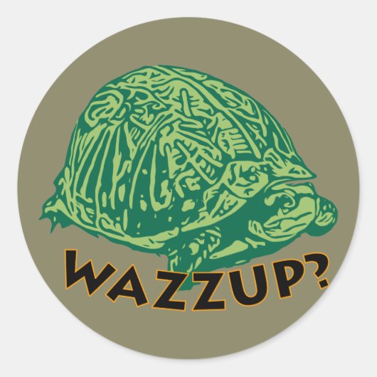 Wazup - クラシック丸ステッカー、光沢 ラウンドシール (正面)
