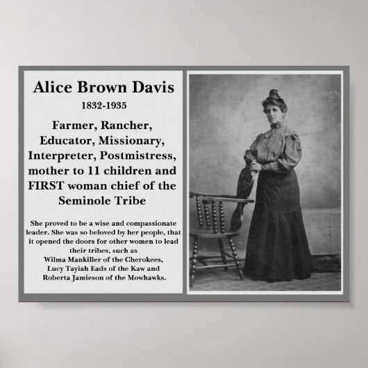 #WCW Alice Brown Davis Seminole Chief先住民Am. ポスター (正面)