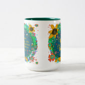 Weウィンかわいらしフローラ（昆虫）マルハナバチ賛美引用文 ツートーンマグカップ (中央)