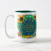 Weウィンかわいらしフローラ（昆虫）マルハナバチ賛美引用文 ツートーンマグカップ (左)