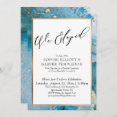 Weエロップドティール（緑がかった色）&金ゴールドインク披露宴のみ 招待状 (正面/裏面)