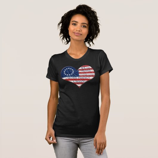 Weザ・ピープルアメリカン国旗のハートTシャツ Tシャツ (正面フル)