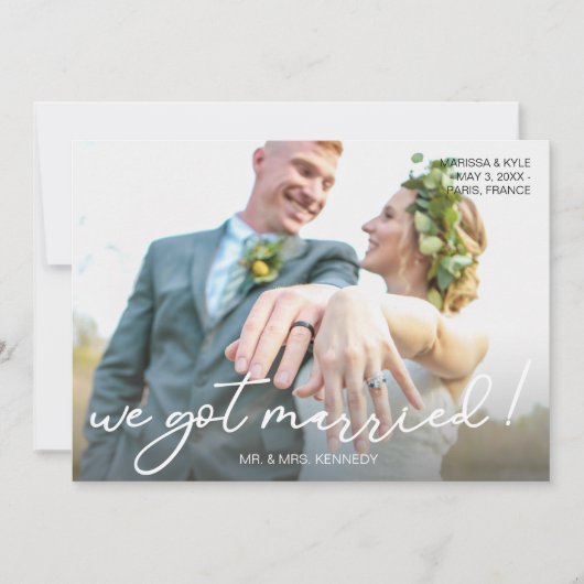 Weスクリプ得トタイポグラフィと写真アナウンス 招待状 (正面)