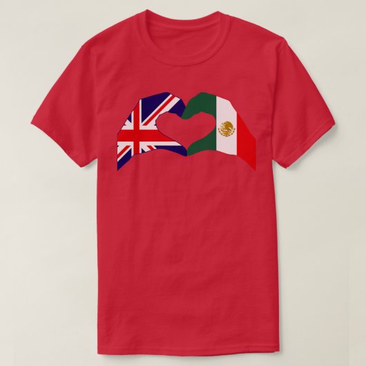 Weハート英国メキシコパトリオット国旗のシリーズ Tシャツ (デザイン正面)