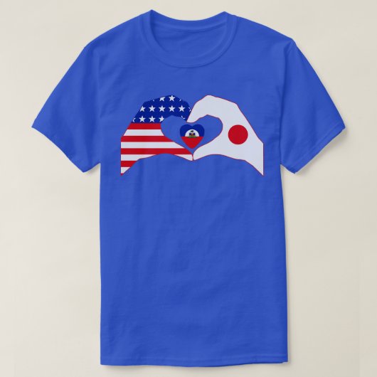 WeハートUSA Japanハイチ多国籍愛国者Fla Tシャツ (デザイン正面)
