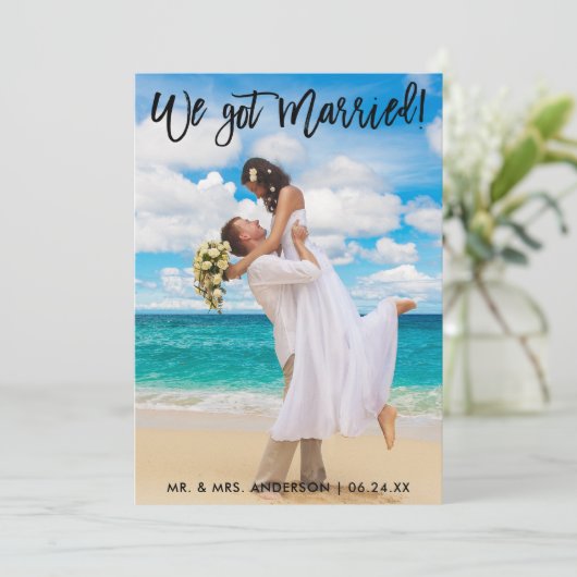 Weブ得ラシ結婚したスクリプトお祝い招待状Blk 案内状 (スタンド正面)